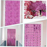 NessiWorld Extra Metalized Rose Gold Color Disco Rectangle Cut Door Curtain Decoration 1x2 Meters